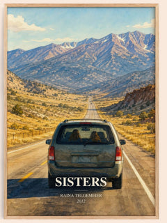 Sisters watercolour book poster by Raina Telgemeier – framed literary art print