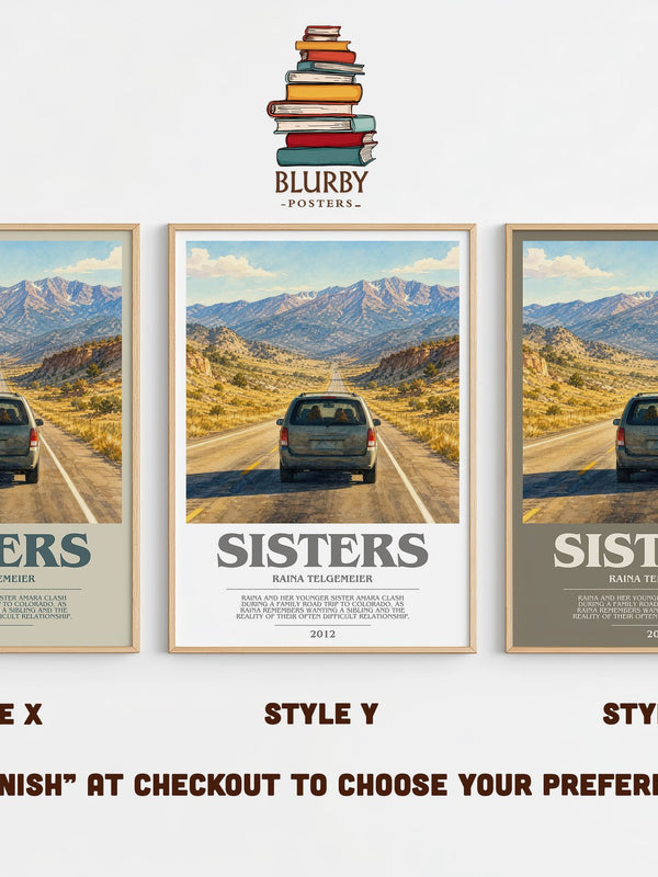 Sisters bookish print in frame leaning in hallway – memoir wall art