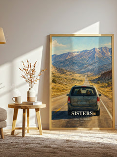 Sisters watercolour print in frame leaning in hallway – memoir wall art
