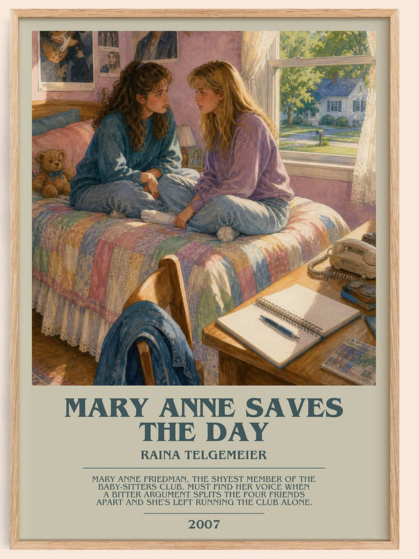 Mary Anne Saves the Day bookish book poster by Raina Telgemeier – framed literary art print