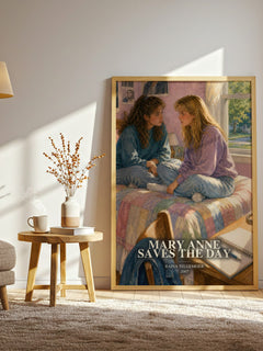 Mary Anne Saves the Day watercolour print in frame leaning in hallway – childrens wall art