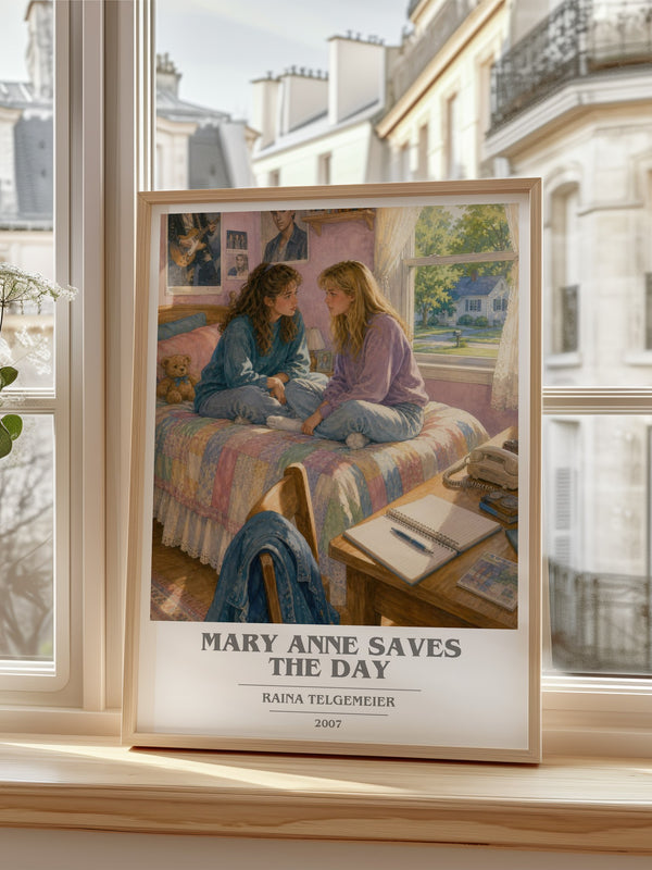 Mary Anne Saves the Day book cover poster colour and style options – Raina Telgemeier book art