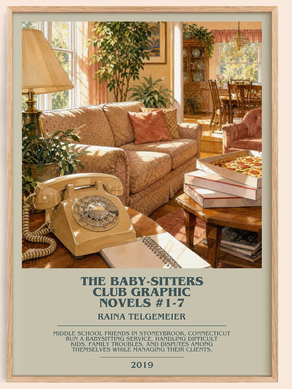 The Baby-Sitters Club Graphic Novels #1-7 bookish book poster by Raina Telgemeier – framed literary art print