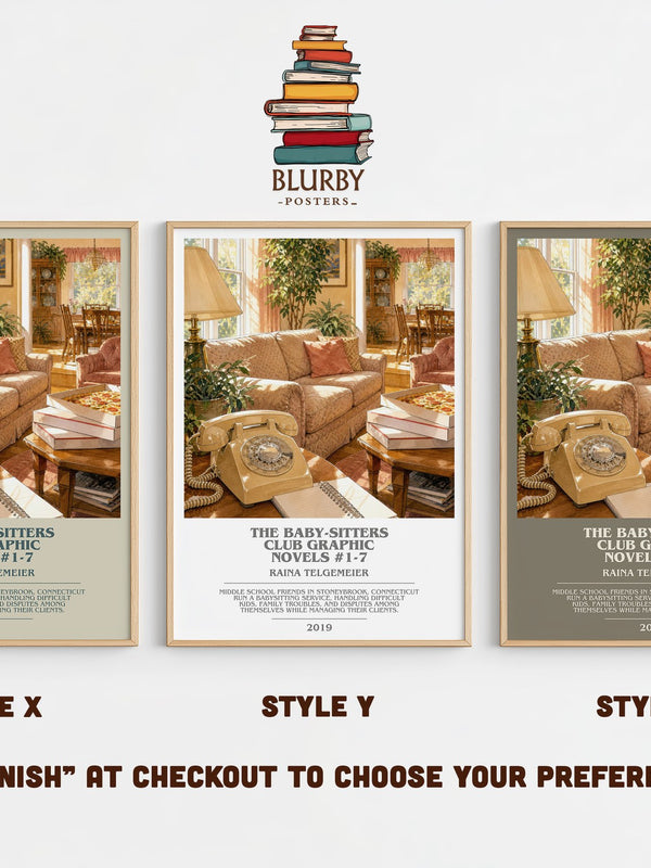 The Baby-Sitters Club Graphic Novels #1-7 bookish print in frame leaning in hallway – childrens wall art