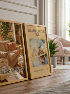 The Baby-Sitters Club Graphic Novels #1-7 watercolour print framed by window – literary home decor
