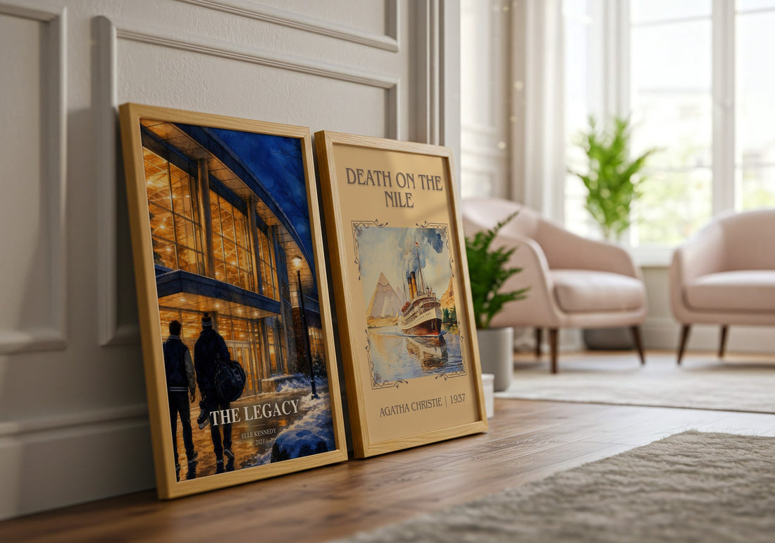 The Legacy watercolour print framed by window – literary home decor