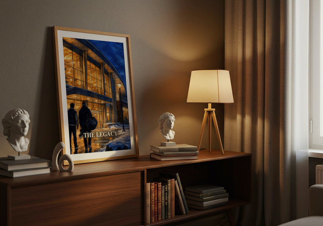 The Legacy watercolour print on bookshelf – Elle Kennedy fan gift