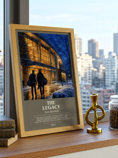 The Legacy bookish print framed by window – literary home decor