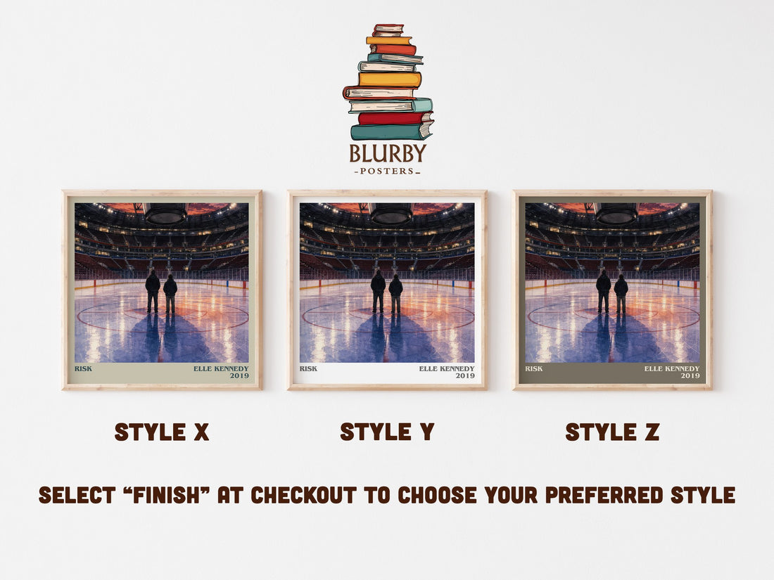 Risk literary print in frame leaning in hallway – romance wall art (mockup)