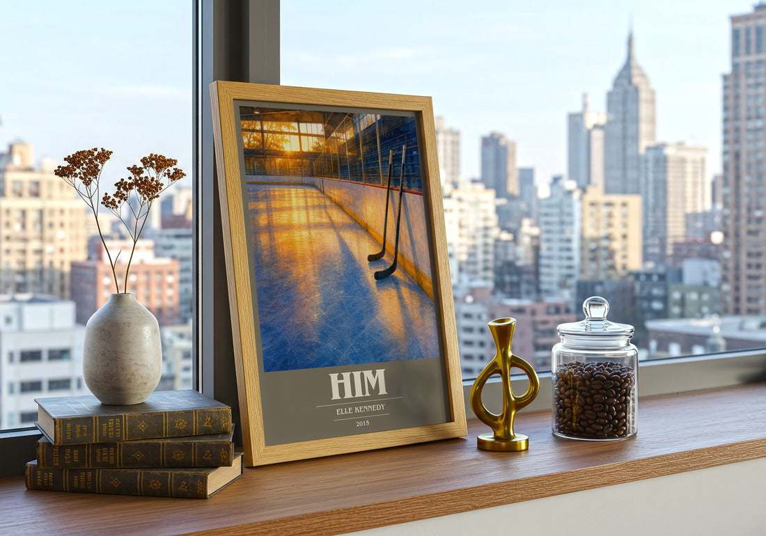 Him book cover print framed by window – literary home decor