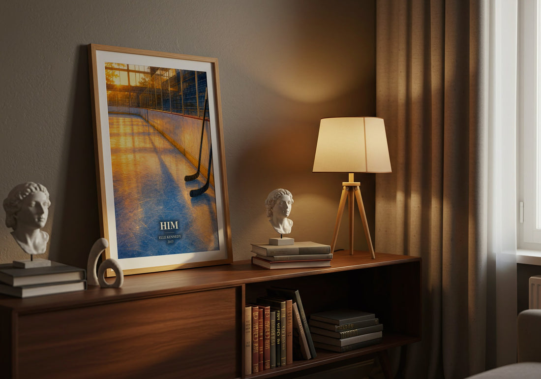 Him watercolour print on bookshelf – Elle Kennedy fan gift