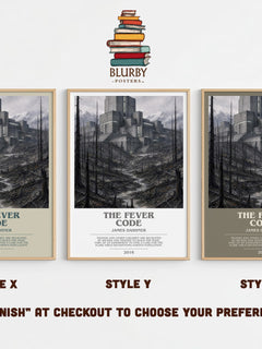 The Fever Code bookish print in frame leaning in hallway – dystopian wall art
