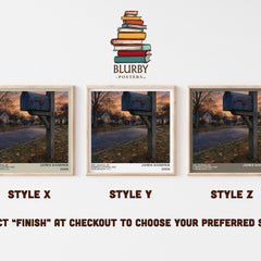 The Journal of Curious Letters (The 13th Reality #1) literary print in frame leaning in hallway – young adult wall art