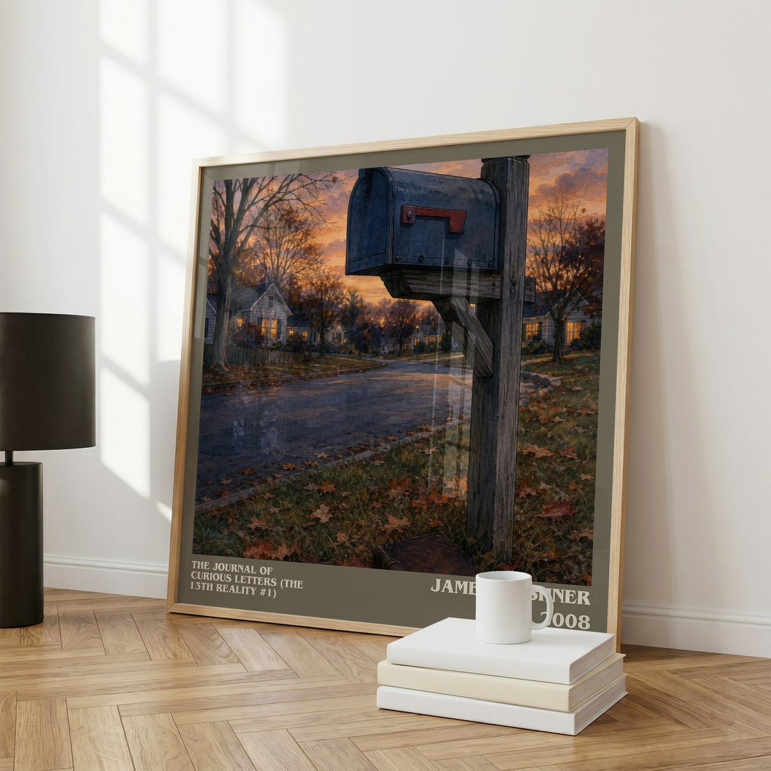 The Journal of Curious Letters (The 13th Reality #1) literary print framed by window – literary home decor