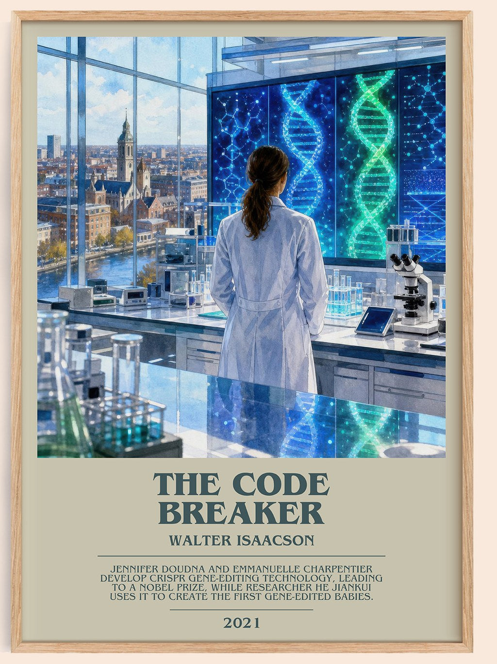 The Code Breaker bookish book poster by Walter Isaacson – framed literary art print