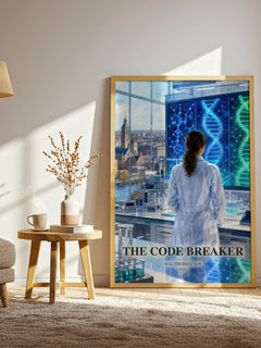The Code Breaker watercolour print in frame leaning in hallway – non fiction wall art