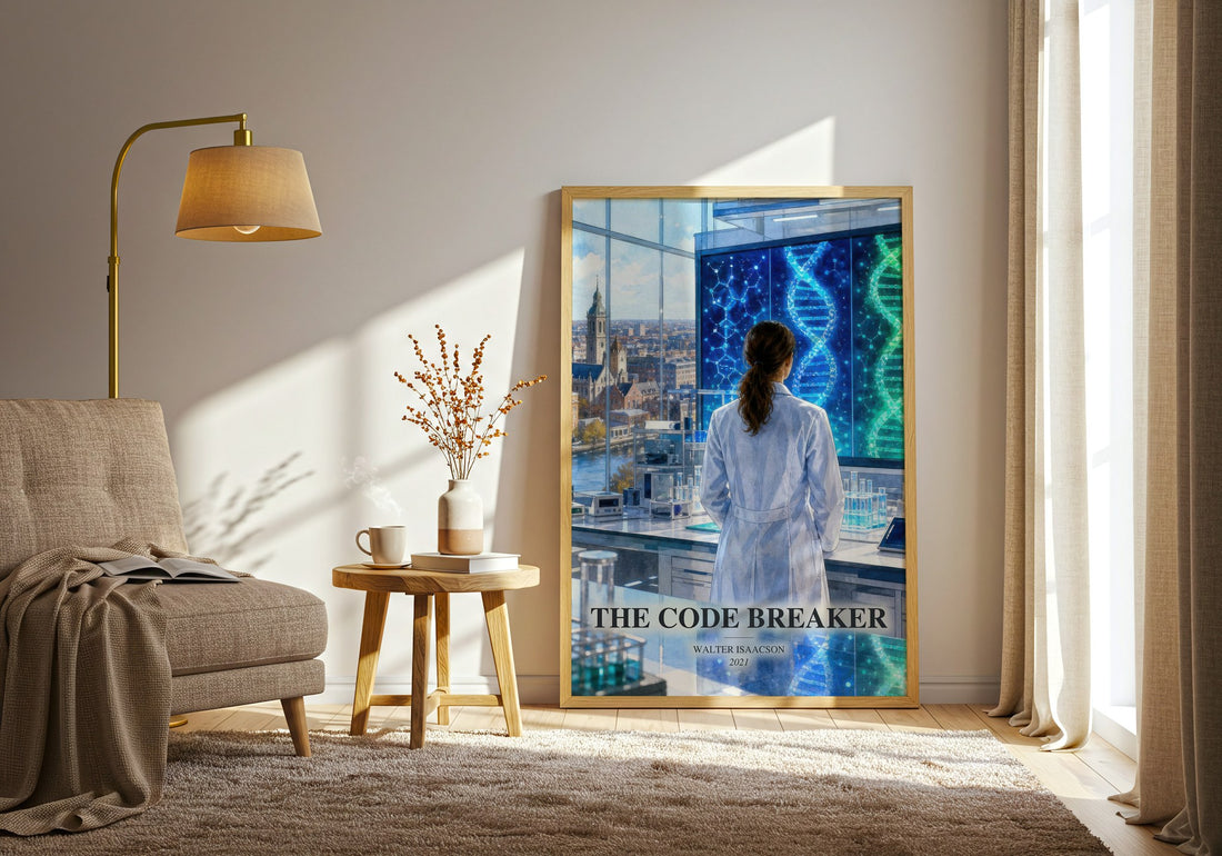 The Code Breaker watercolour print in frame leaning in hallway – non fiction wall art