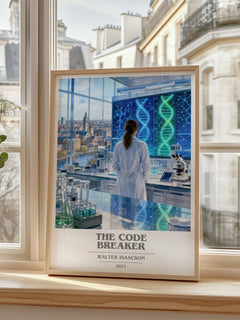 The Code Breaker book cover poster colour and style options – Walter Isaacson book art
