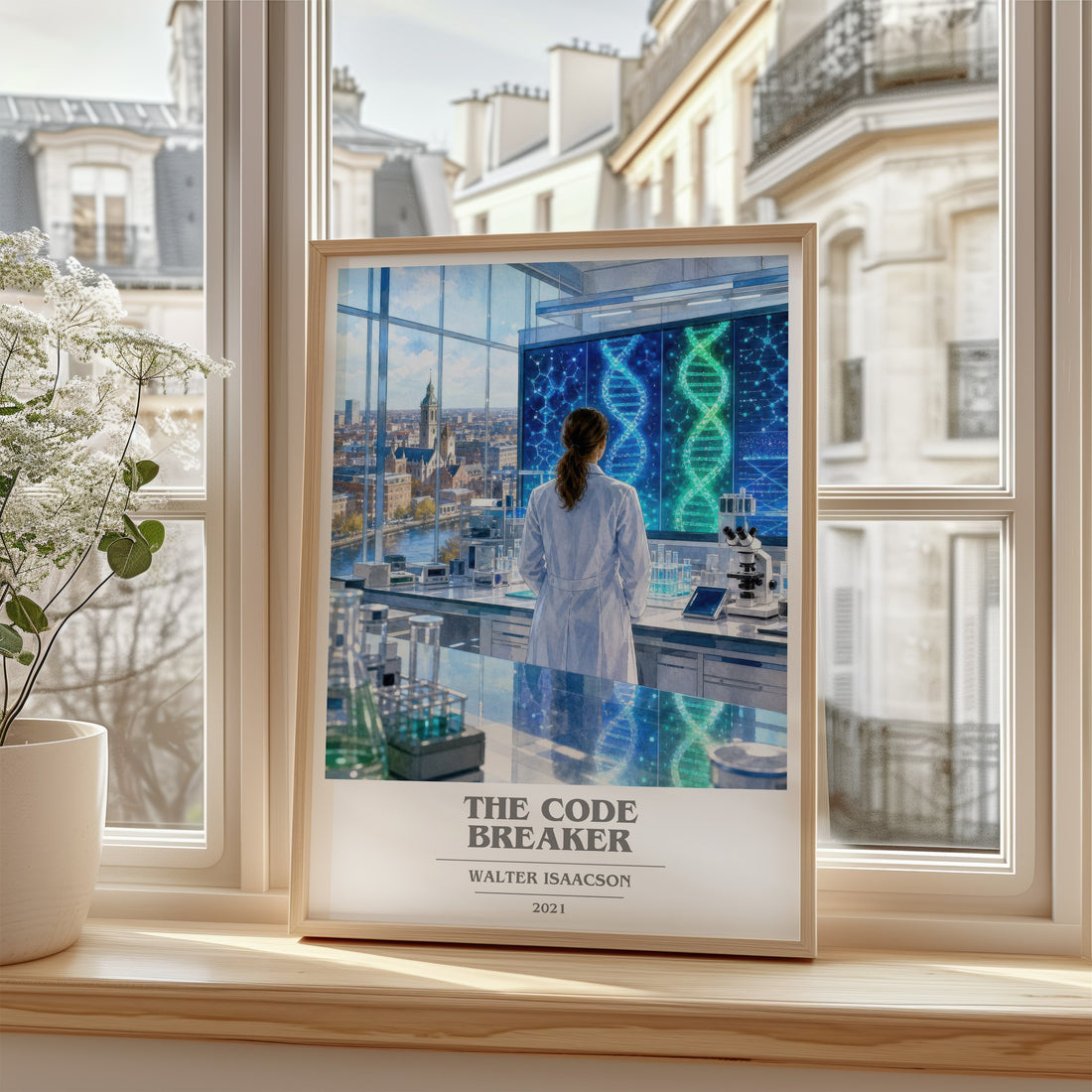 The Code Breaker book cover poster colour and style options – Walter Isaacson book art