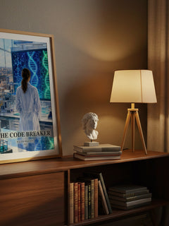 The Code Breaker watercolour print on bookshelf – Walter Isaacson fan gift