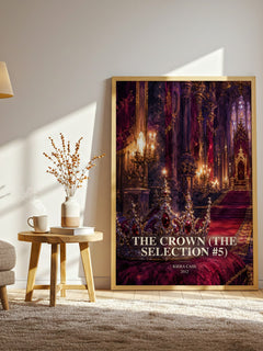 The Crown (The Selection #5) watercolour print in frame leaning in hallway – young adult wall art