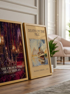 The Crown (The Selection #5) watercolour print framed by window – literary home decor