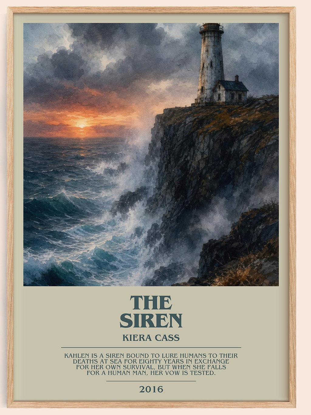 The Siren bookish book poster by Kiera Cass – framed literary art print