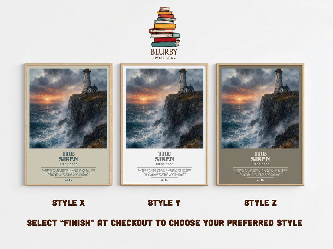 The Siren bookish print in frame leaning in hallway – fantasy wall art (mockup)