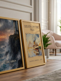 The Siren watercolour print framed by window – literary home decor