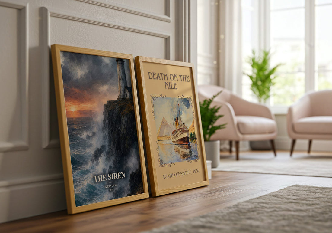 The Siren watercolour print framed by window – literary home decor