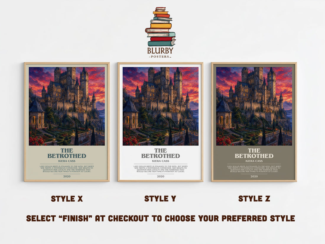 The Betrothed bookish print in frame leaning in hallway – fantasy wall art (mockup)