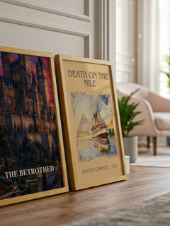 The Betrothed watercolour print framed by window – literary home decor