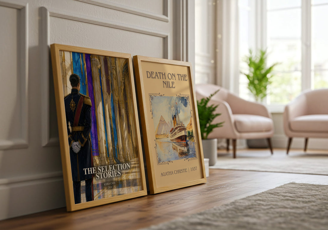 The Selection Stories watercolour print framed by window – literary home decor