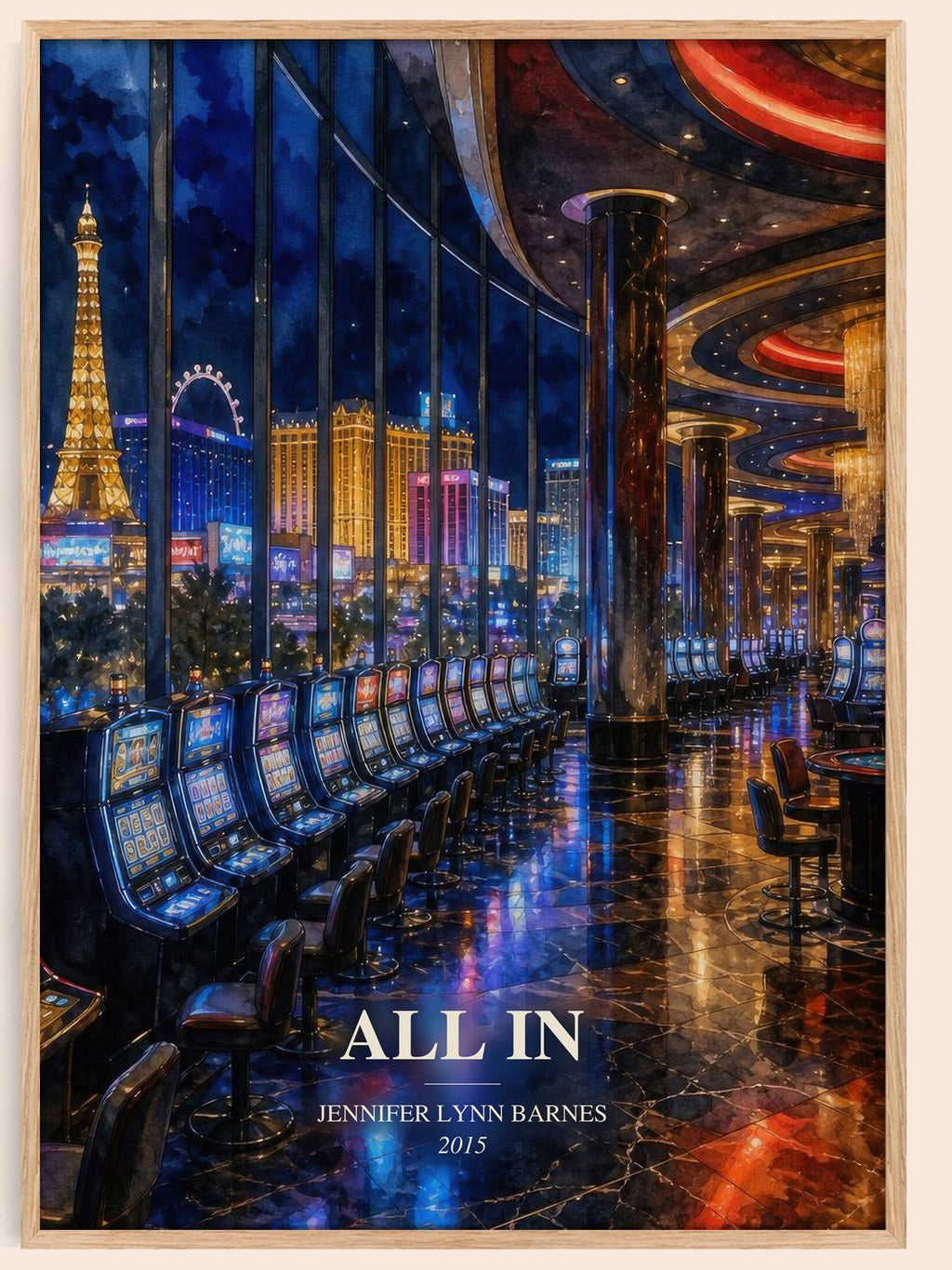 All In watercolour book poster by Jennifer Lynn Barnes – framed literary art print