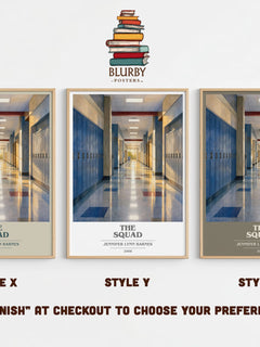 The Squad book cover print in frame leaning in hallway – thriller wall art