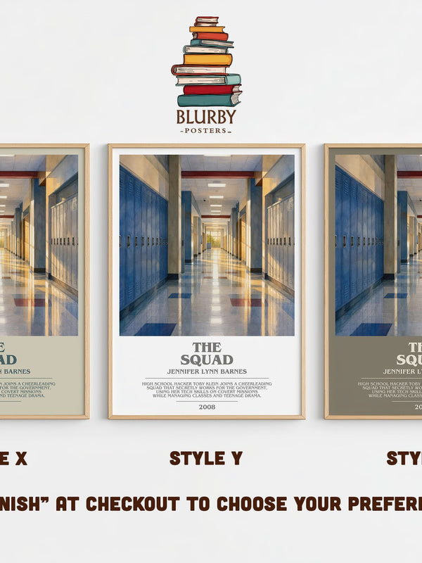 The Squad bookish print in frame leaning in hallway – thriller wall art