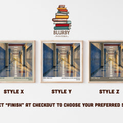 The Squad literary print in frame leaning in hallway – thriller wall art