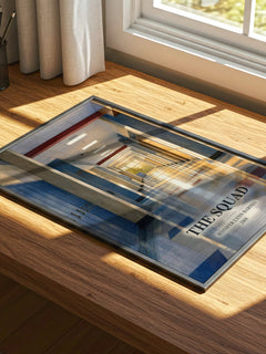 The Squad watercolour book poster framed on wall – thriller wall art