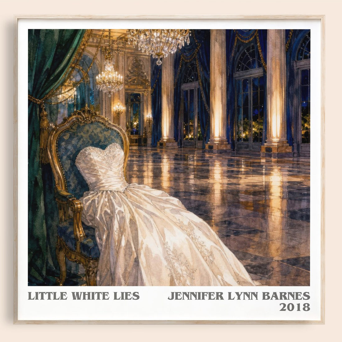 Little White Lies literary book poster by Jennifer Lynn Barnes – framed literary art print