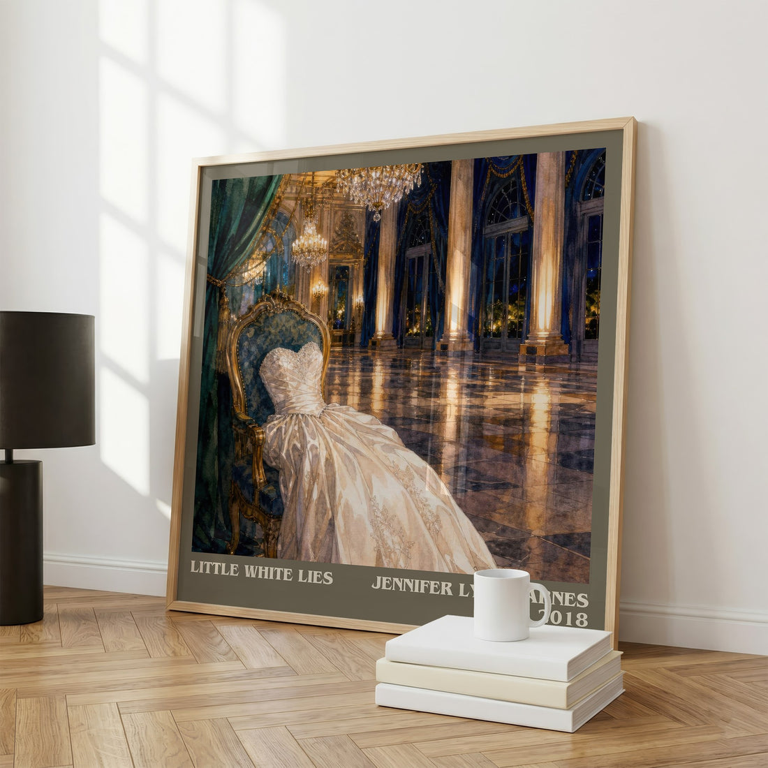 Little White Lies literary print framed by window – literary home decor