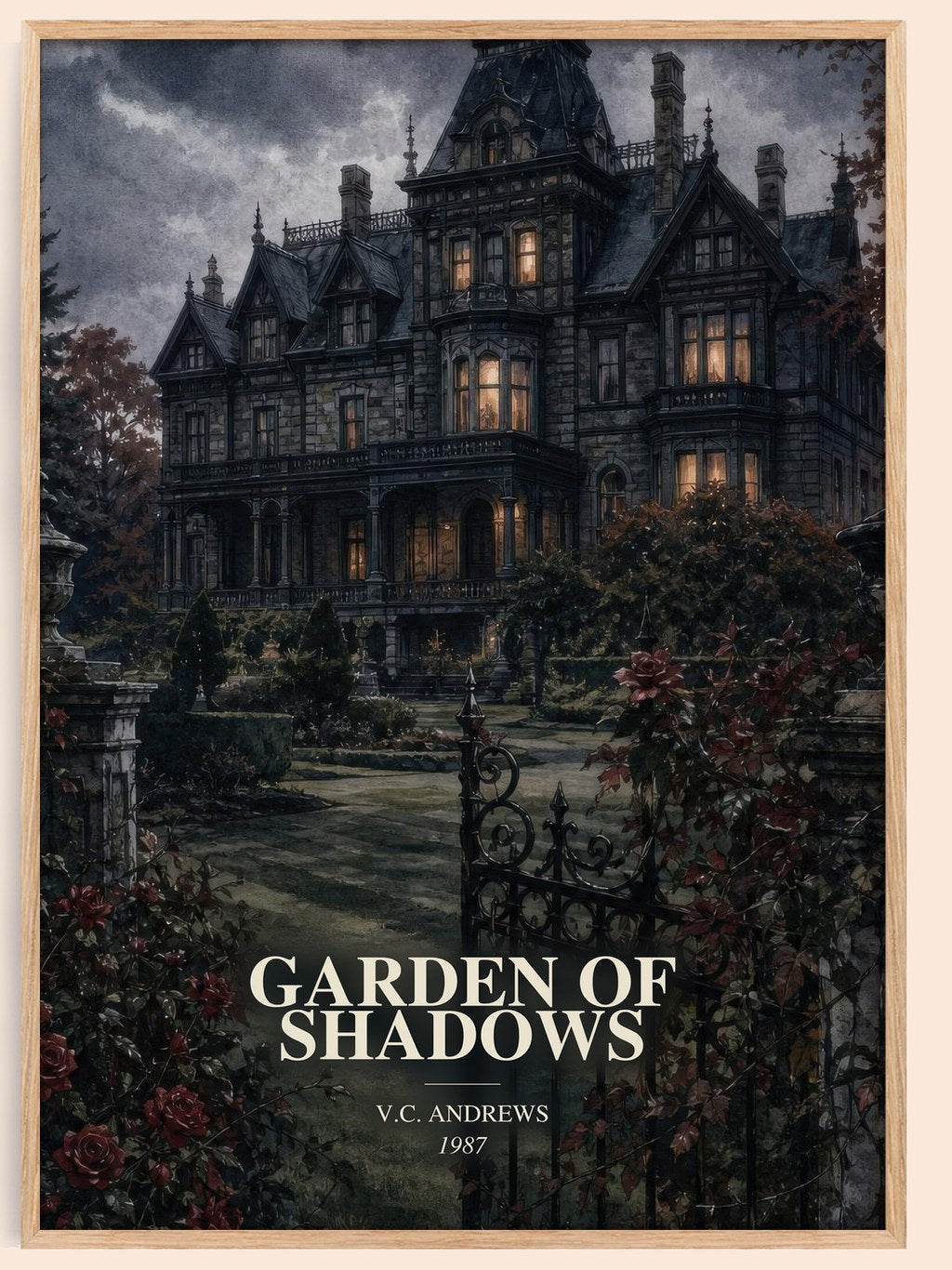 Garden of Shadows watercolour book poster by V.C. Andrews – framed literary art print