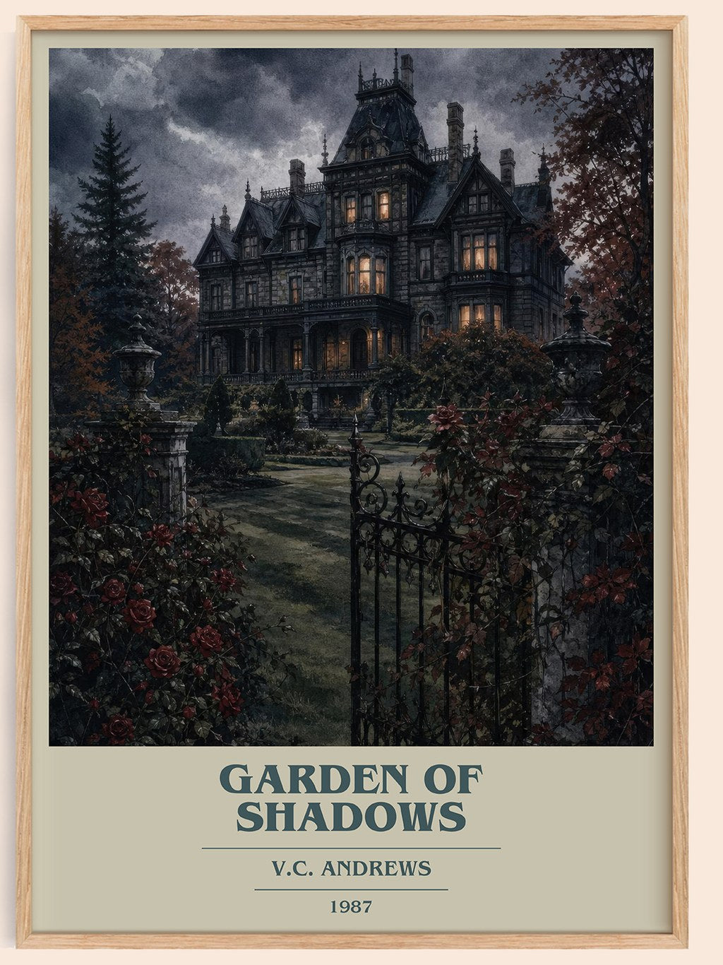 Garden of Shadows book cover book poster by V.C. Andrews – framed literary art print