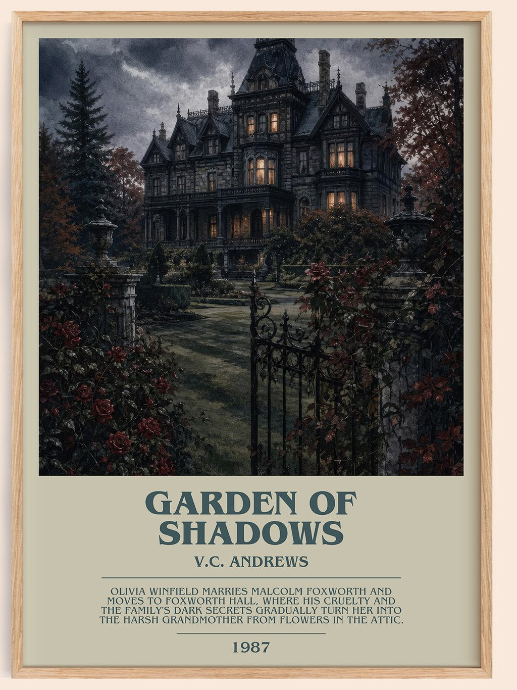 Garden of Shadows bookish book poster by V.C. Andrews – framed literary art print