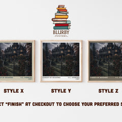 Garden of Shadows literary print in frame leaning in hallway – gothic wall art