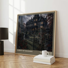Garden of Shadows literary print framed by window – literary home decor