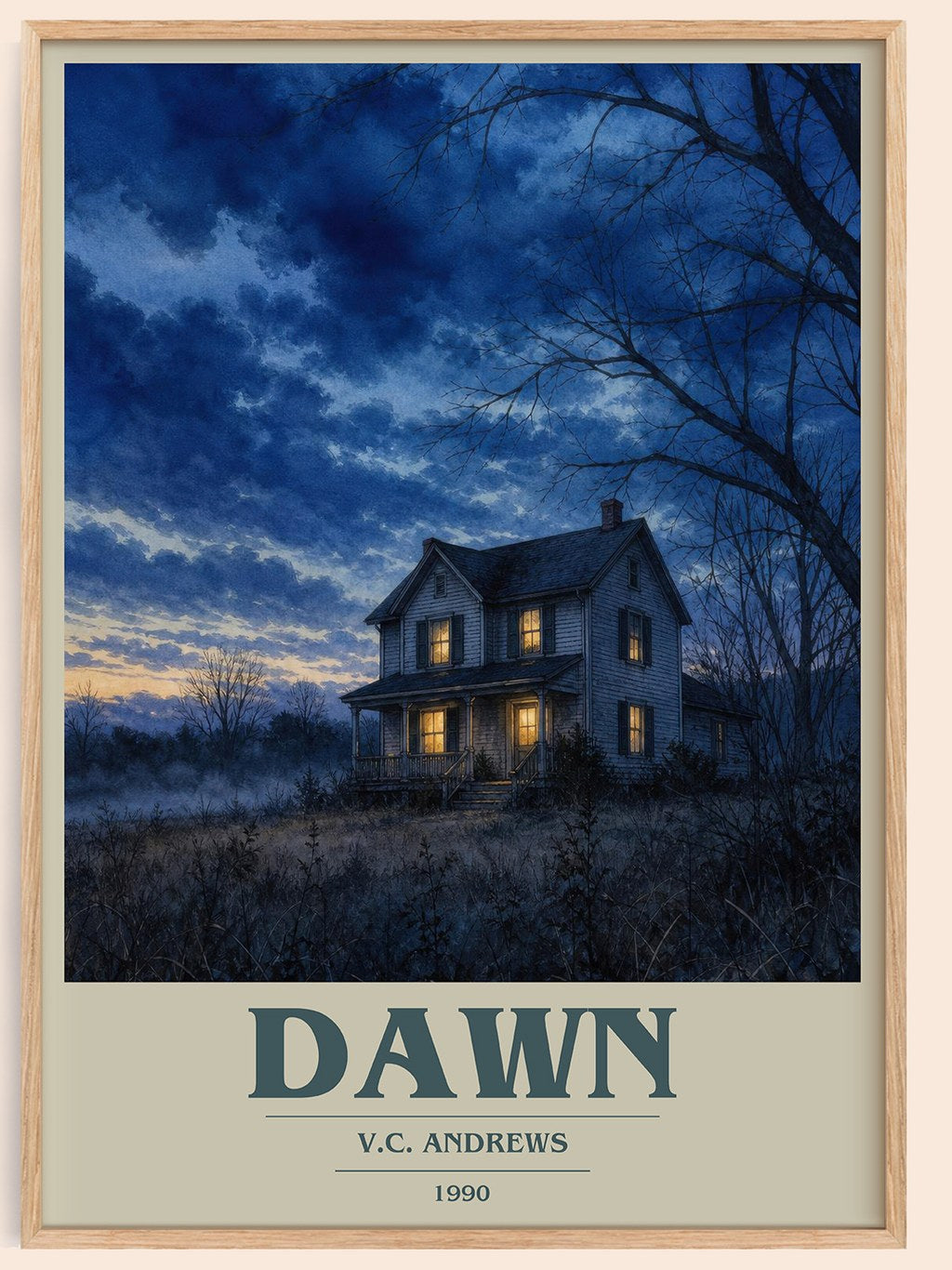 Dawn book cover book poster by V.C. Andrews – framed literary art print