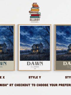 Dawn book cover print in frame leaning in hallway – gothic wall art