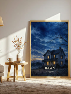 Dawn watercolour print in frame leaning in hallway – gothic wall art