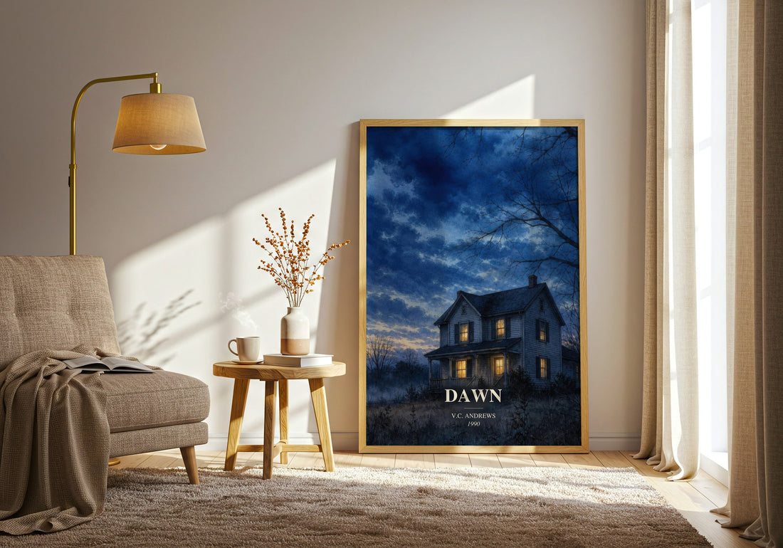 Dawn watercolour print in frame leaning in hallway – gothic wall art