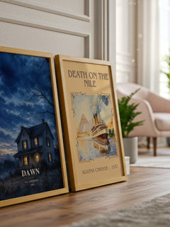 Dawn watercolour print framed by window – literary home decor